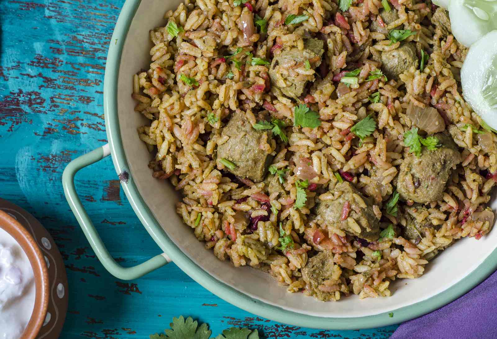 Soya Chunks And Beetroot Biryani Recipe